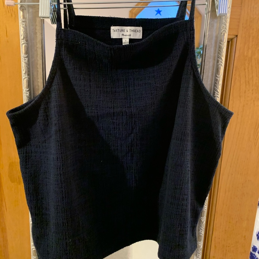 Madewell Navy Blue textured crop tank